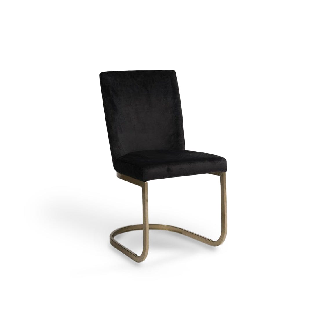 Rayna Black Dining Table Set - 6 Seater - Lola Black Dining Chairs - Gold Metal Legs