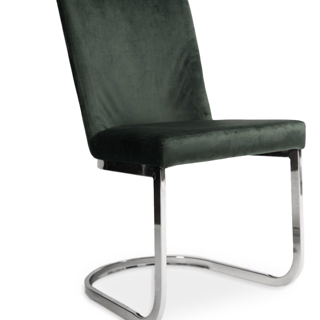 Lola Green Dining Chairs - Set of 2 - Chrome Legs