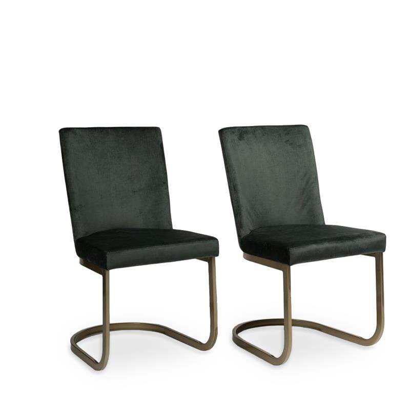 OUTLET - Lola Green Dining Chairs - Set of 2 - Gold Legs