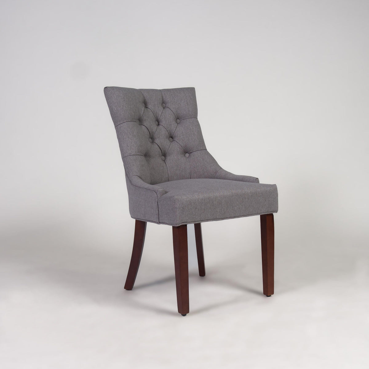 OUTLET - Louis Grey Dining Chairs - Set of 2 - Dark Wood Legs