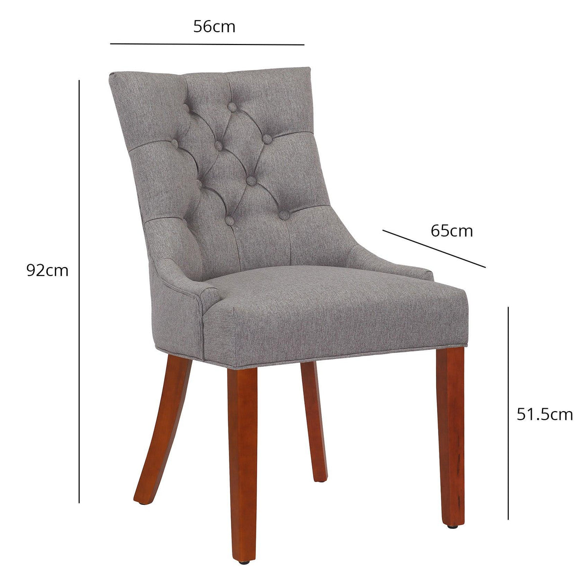 OUTLET - Louis Grey Dining Chairs - Set of 2 - Dark Wood Legs