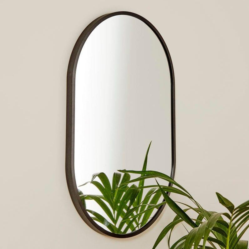 Lowesby 60X40cm Metal Capsule Mirror - Black