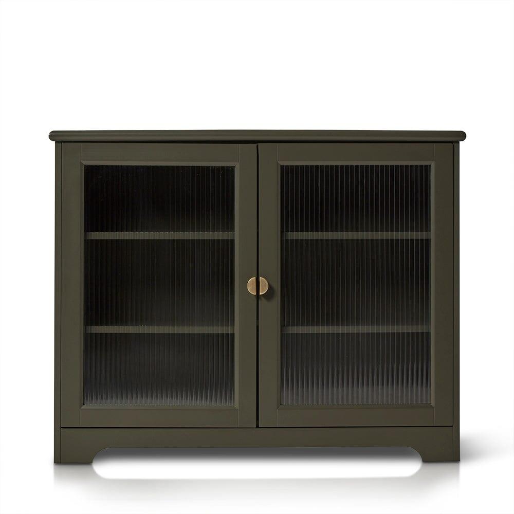 OUTLET - Lua 2 Door Narrow Sideboard - Fir Green with Glass Door