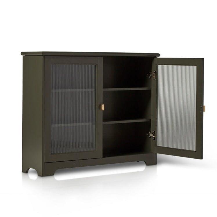OUTLET - Lua 2 Door Narrow Sideboard - Fir Green with Glass Door