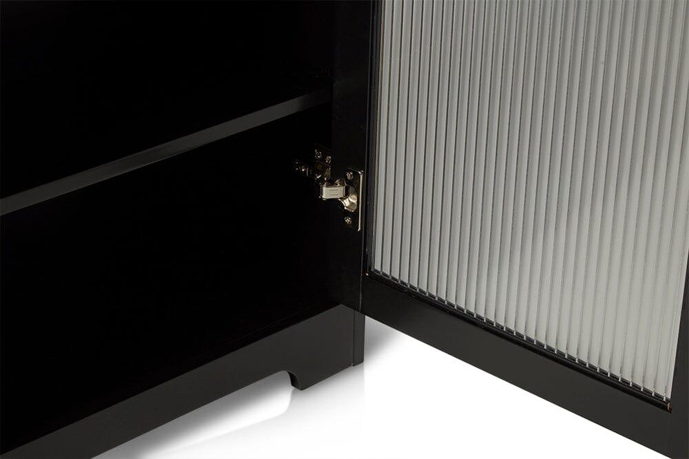 Lua 2 Door Narrow Sideboard - Noir Black with Glass Door