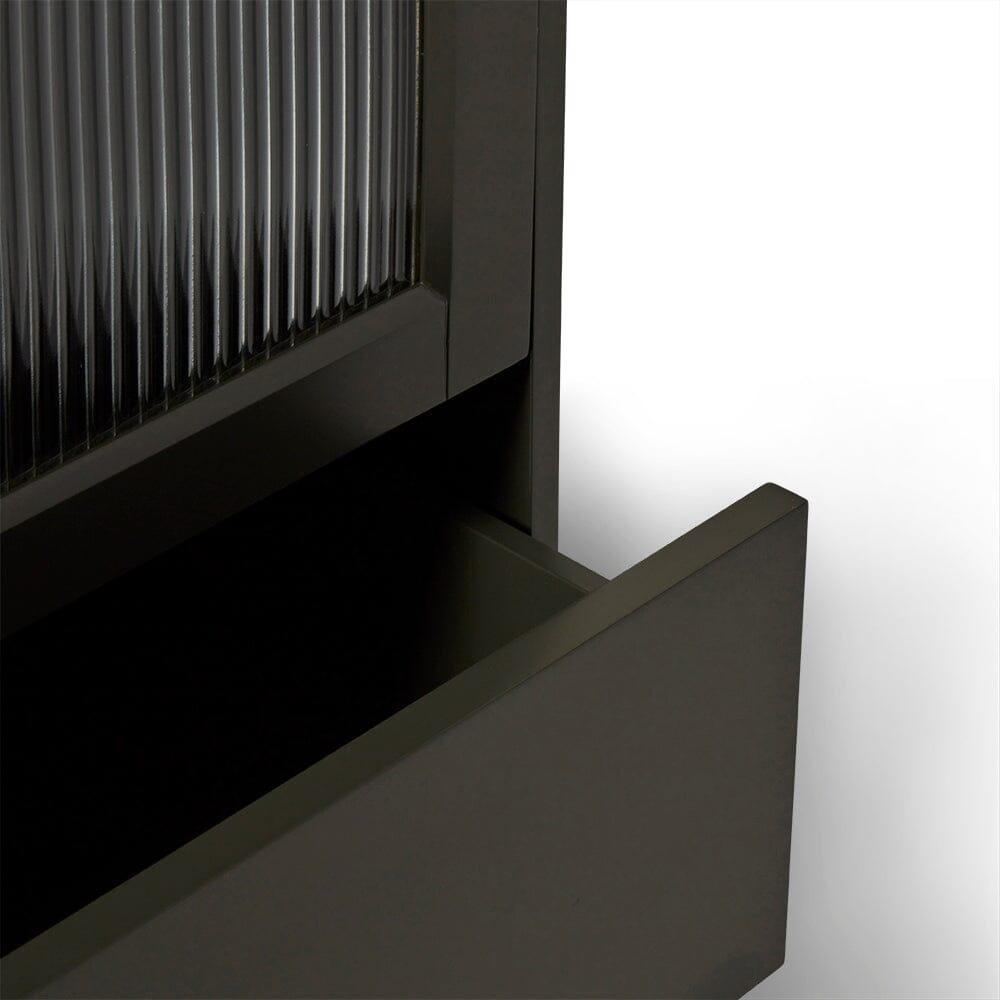 Lua Tall Cabinet in Fir Green with Fluted Glass