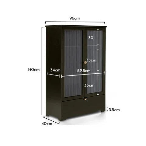 Lua Tall Cabinet in Fir Green with Fluted Glass