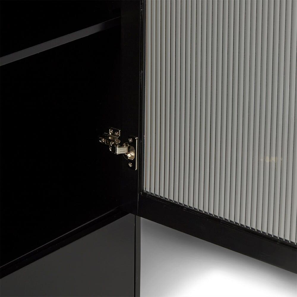 OUTLET - Lua Tall Cabinet in Noir Black with Fluted Glass