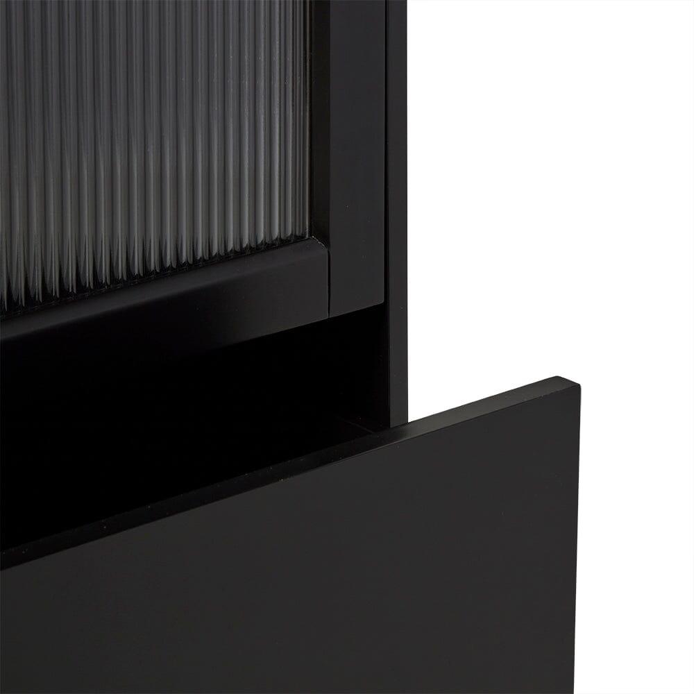 OUTLET - Lua Tall Cabinet in Noir Black with Fluted Glass