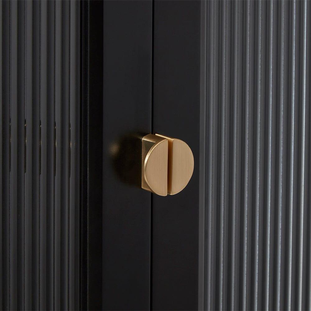 Lua Tall Cabinet in Noir Black with Fluted Glass