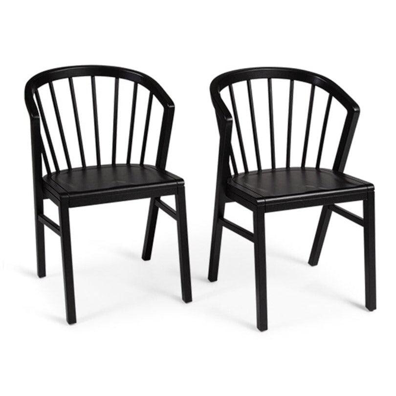 Mabel Black Wooden Spindle Dining Chairs - Set of 2