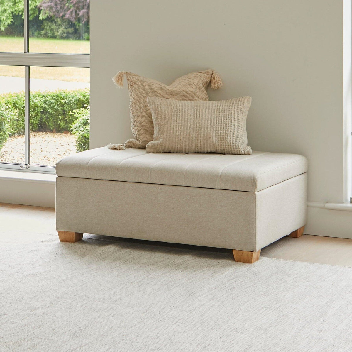 Madeleine Ottoman Bed in a Box - Sand with Pale Oak Legs