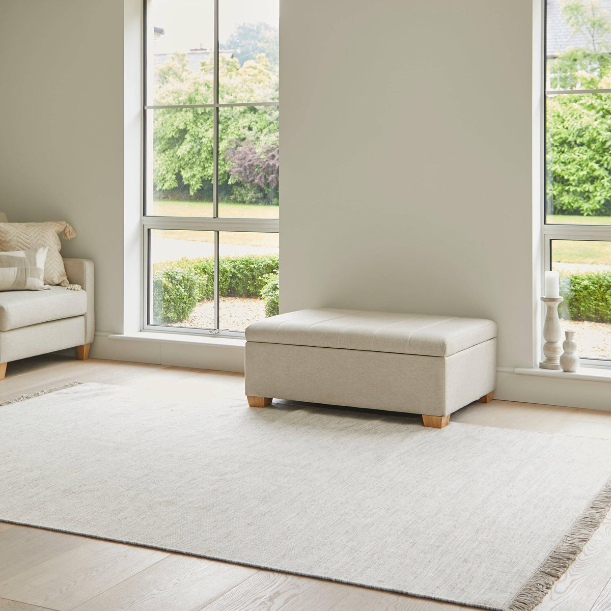 Madeleine Ottoman Bed in a Box - Sand with Pale Oak Legs