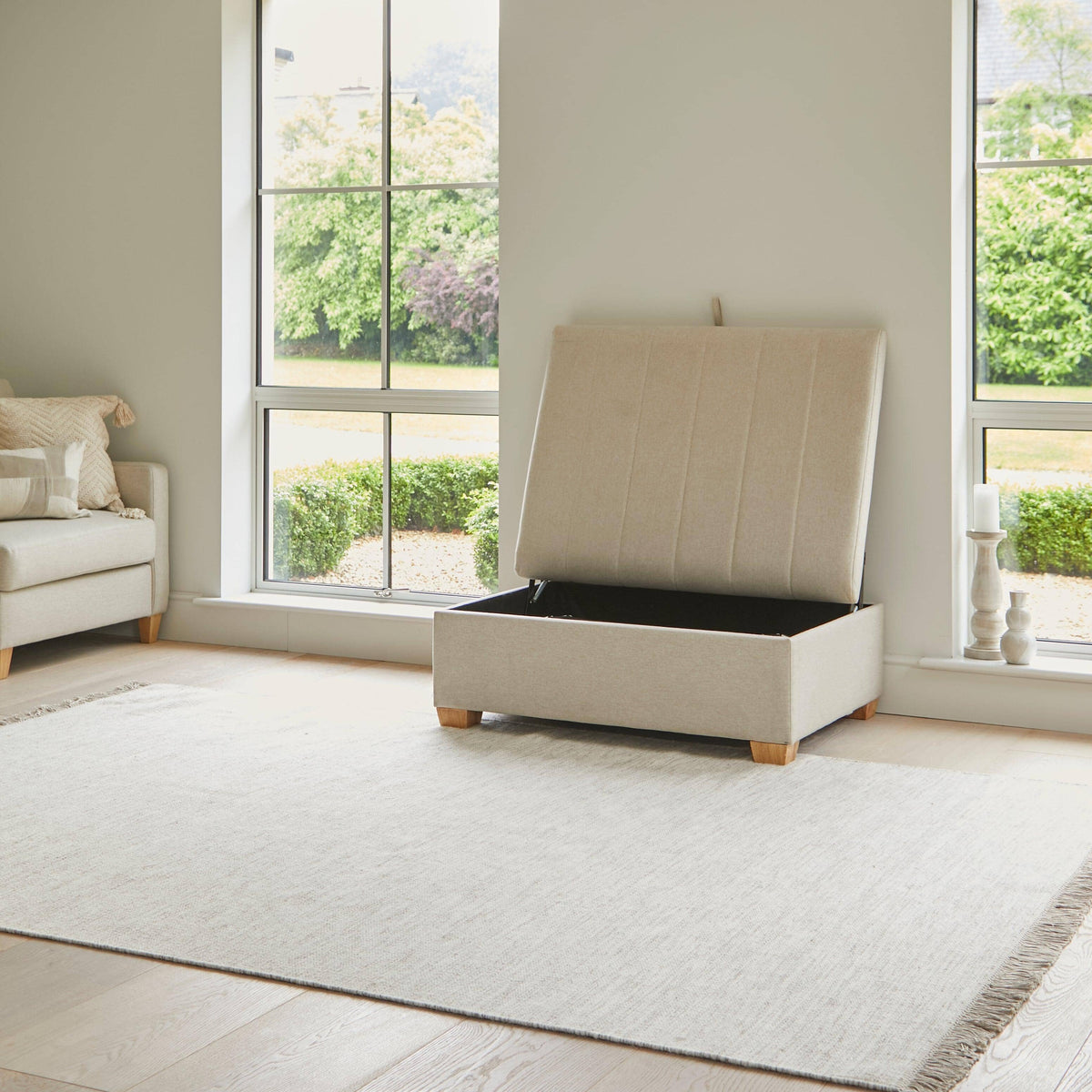 Madeleine Ottoman Bed in a Box - Sand with Pale Oak Legs