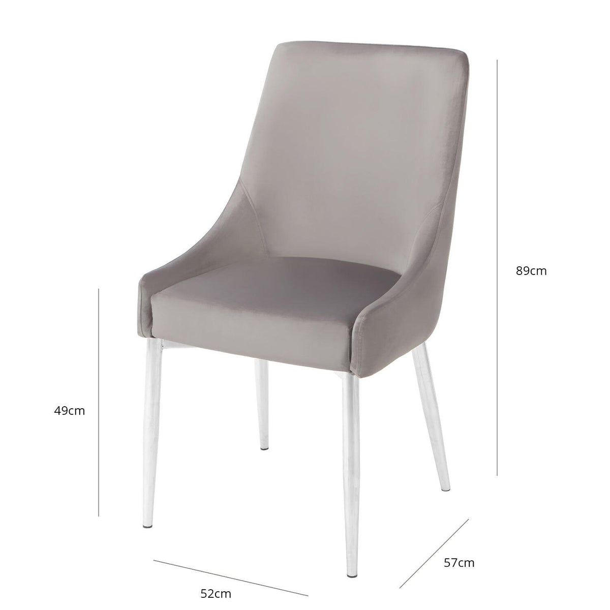 Outlet - Maeve Dining Chairs - Set of 2 - Grey & Chrome