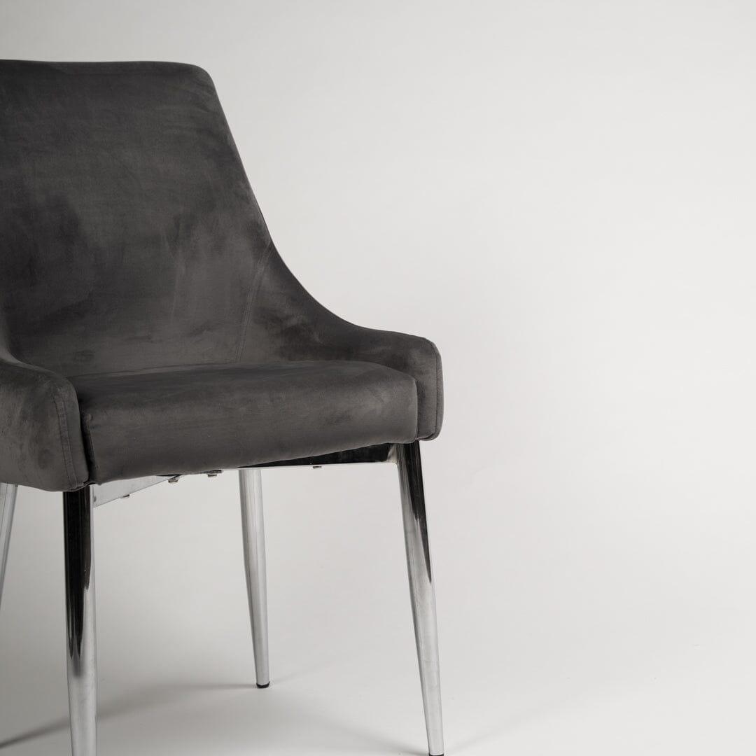 Outlet - Maeve Dining Chairs - Set of 2 - Grey & Chrome