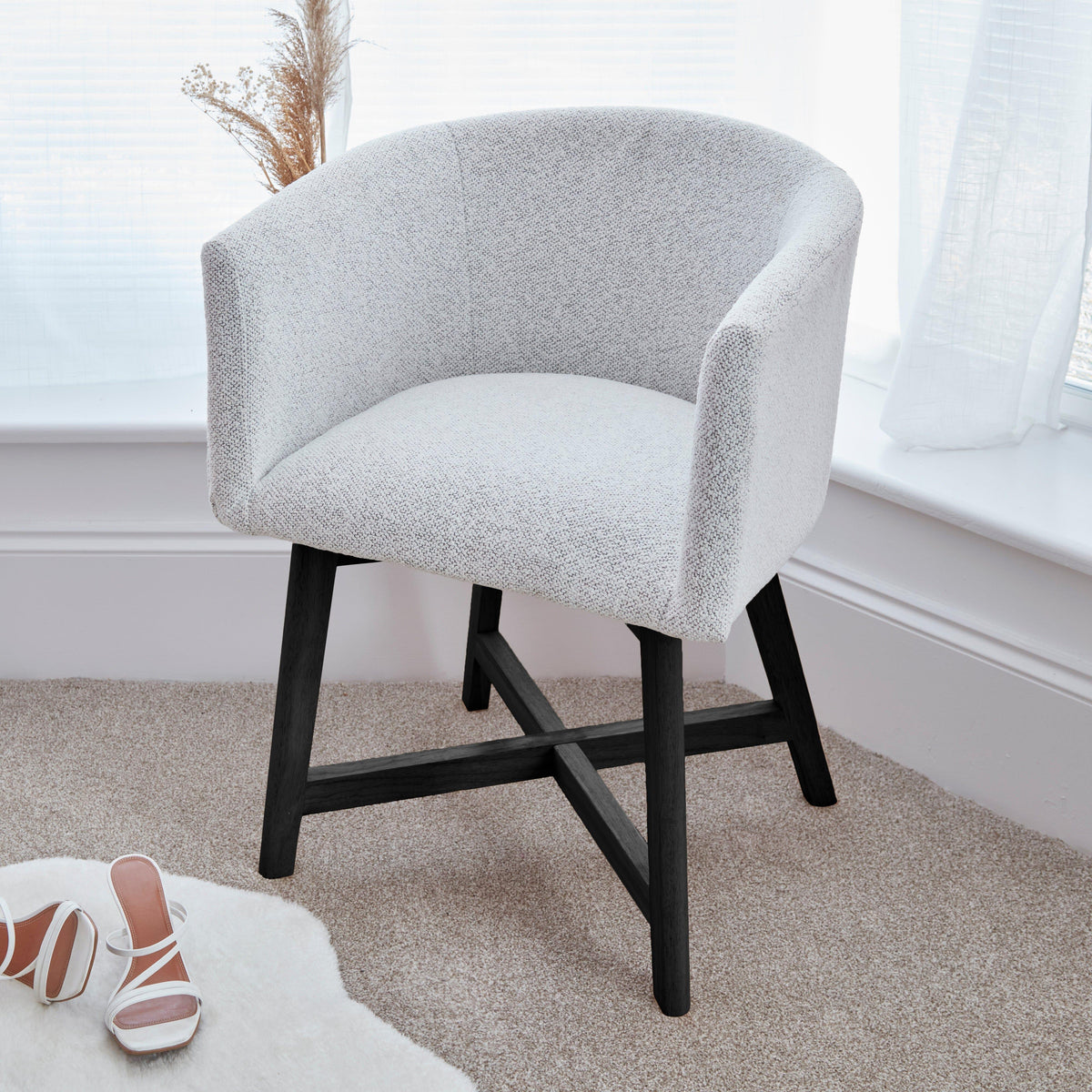OUTLET - Magnus Dove Grey Dining Chairs - Set of 2 - Black Legs