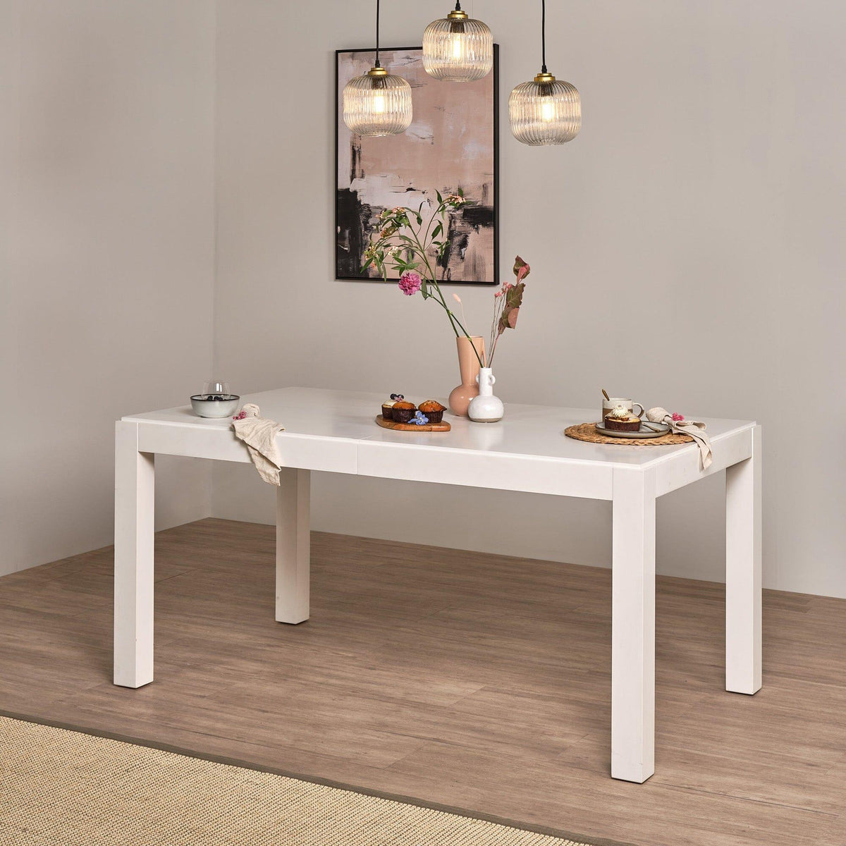 Outlet - Magnus White Wood Extendable Dining Table