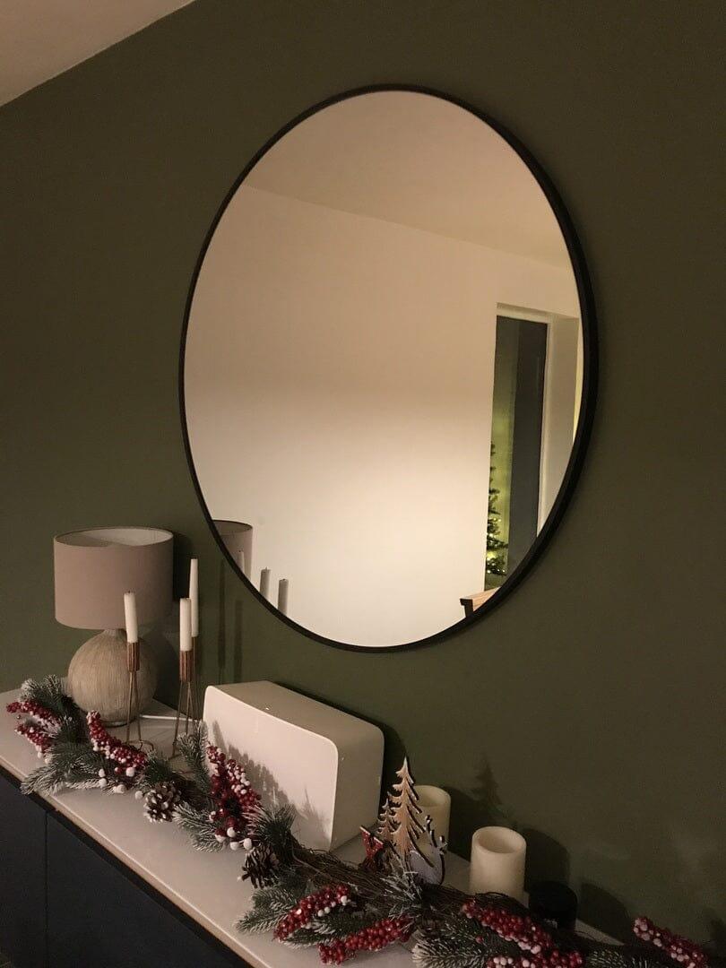 Marbury 100cm Metal Round Mirror - Black