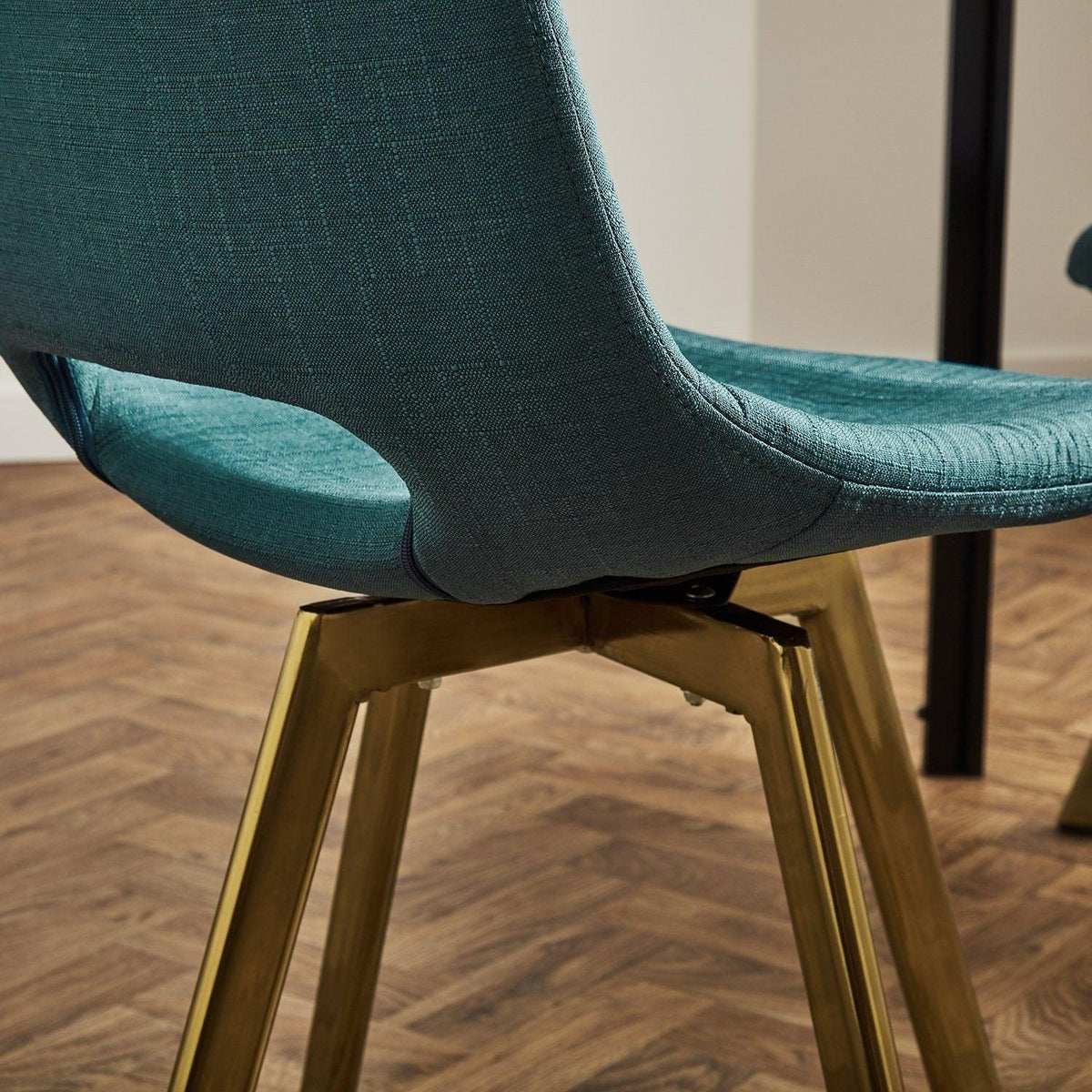 OUTLET - Margot Teal Dining Chairs - Set of 2 - Brass Legs