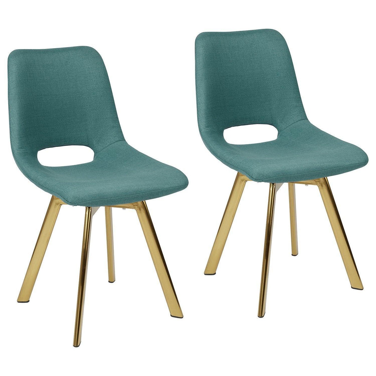 OUTLET - Margot Teal Dining Chairs - Set of 2 - Brass Legs