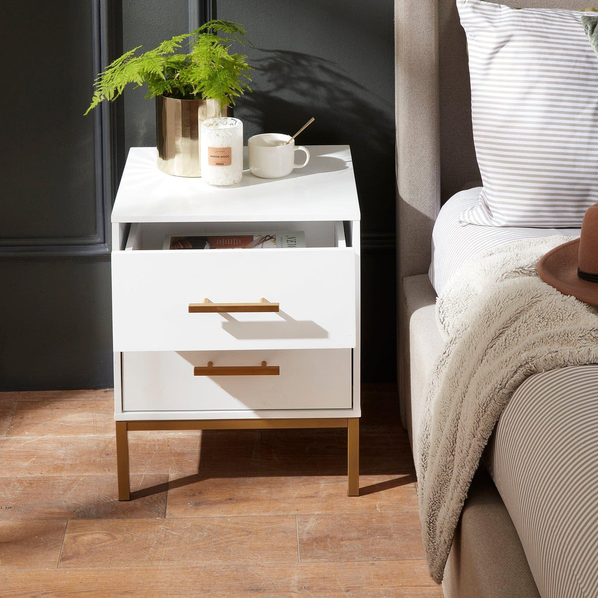 Marie Bedside Table - White