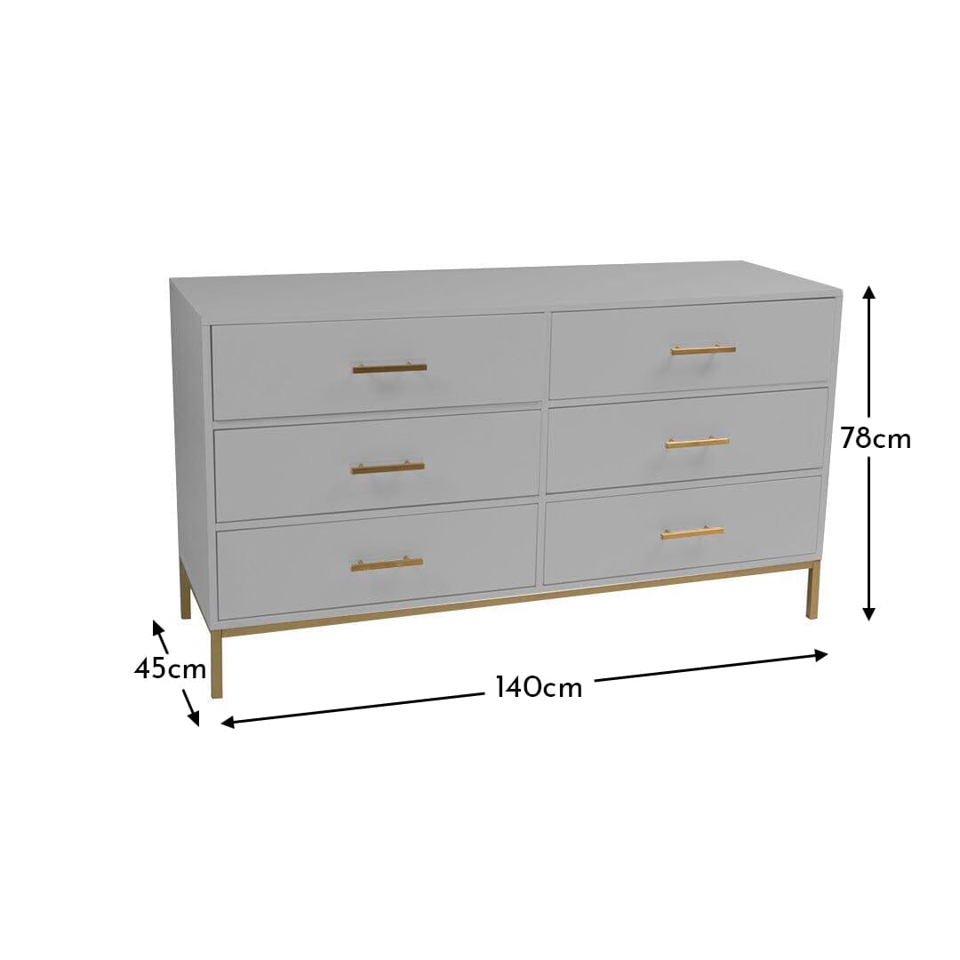 Marie 6 Drawer Chest of Drawers - Grey