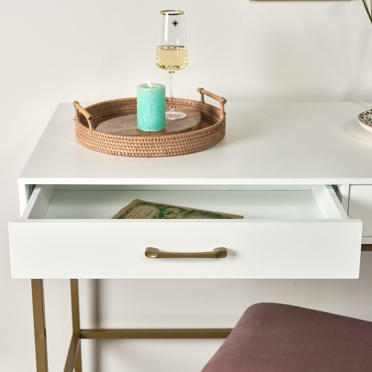 Marie White Dressing Table with Drawers