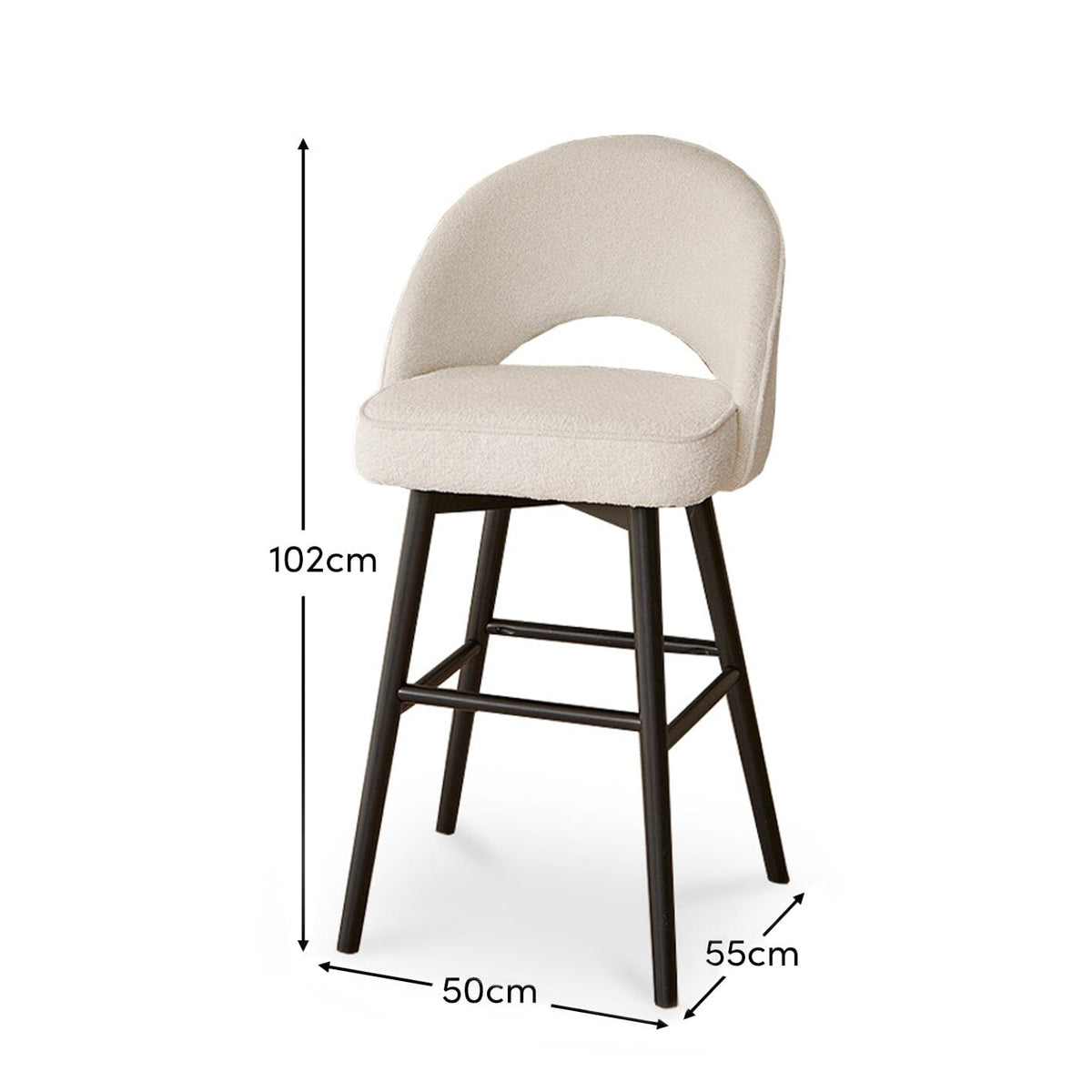 Marilyn Boucle Bar Stool - Black Legs