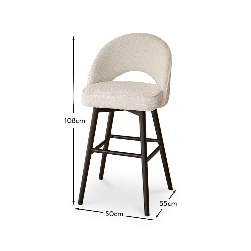 OUTLET - Marilyn Boucle Bar Stool - Black Legs