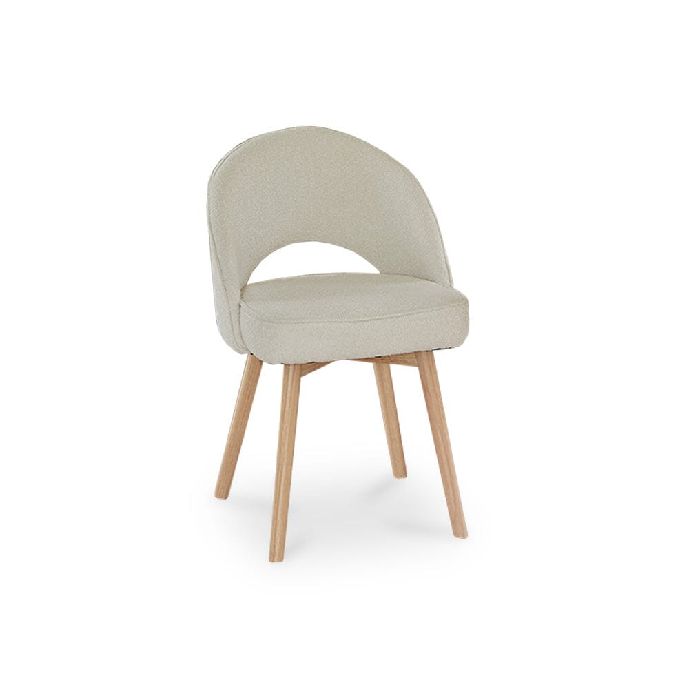 Willow Whitewash Round 4 Seater with Marilyn Boucle Dining Chairs with Whitewash Legs 