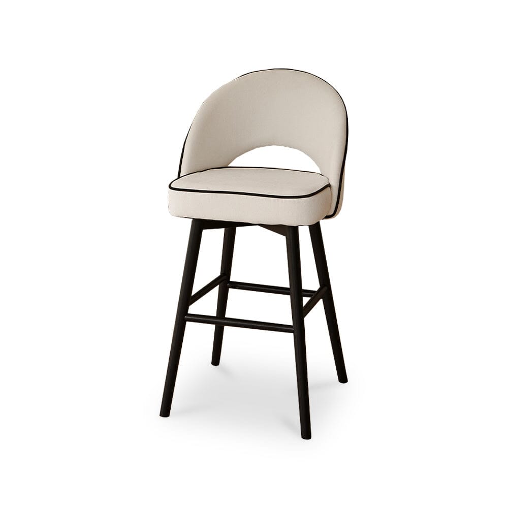 Marilyn Ivory Bar Stool - Black Oak Legs