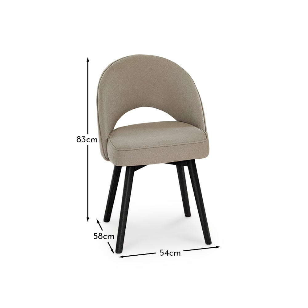 OUTLET - Marilyn Soft Beige Dining Chairs - Set of 2 - Black Oak Legs