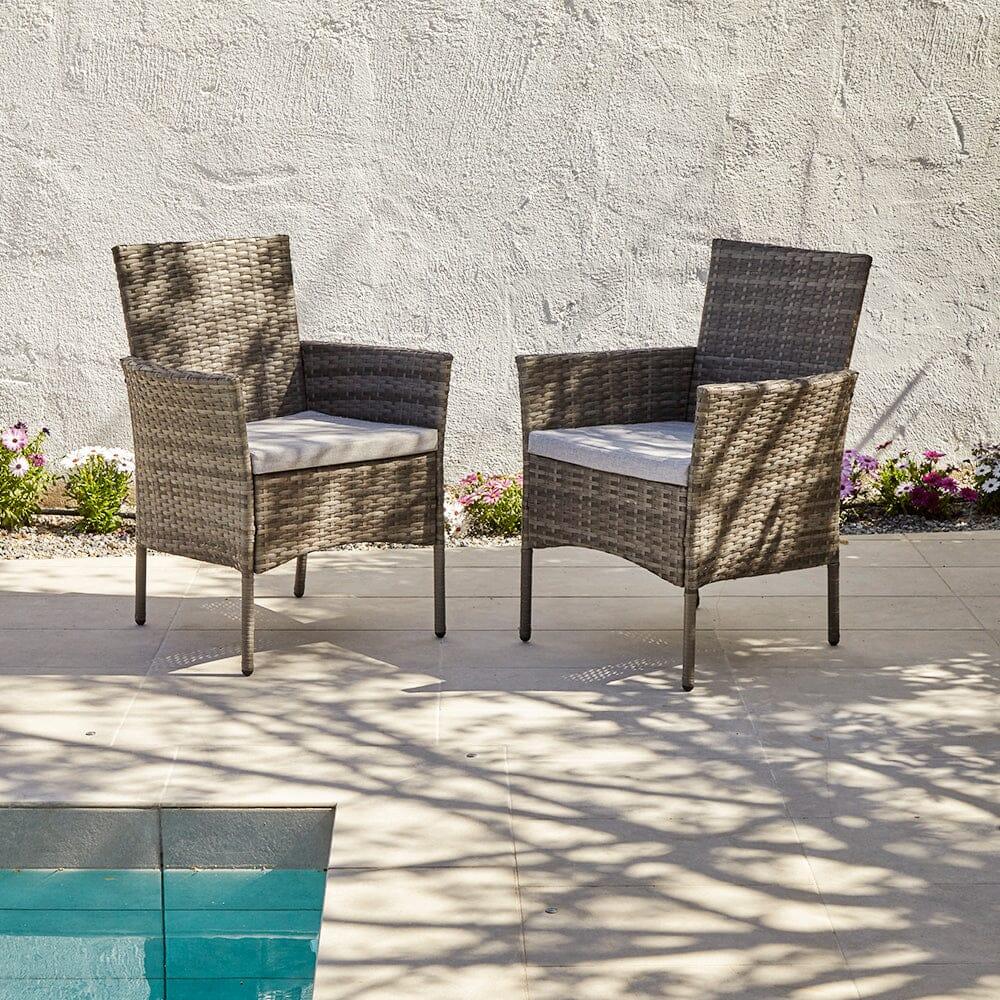 Marston 4 Seater Rattan Garden Dining Set - Grey - Polywood Top