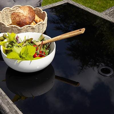 Marston 4 Seater Rattan Garden Dining Set - Grey - Glass Top