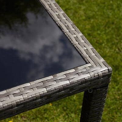 Marston 4 Seater Rattan Garden Dining Set - Grey - Glass Top