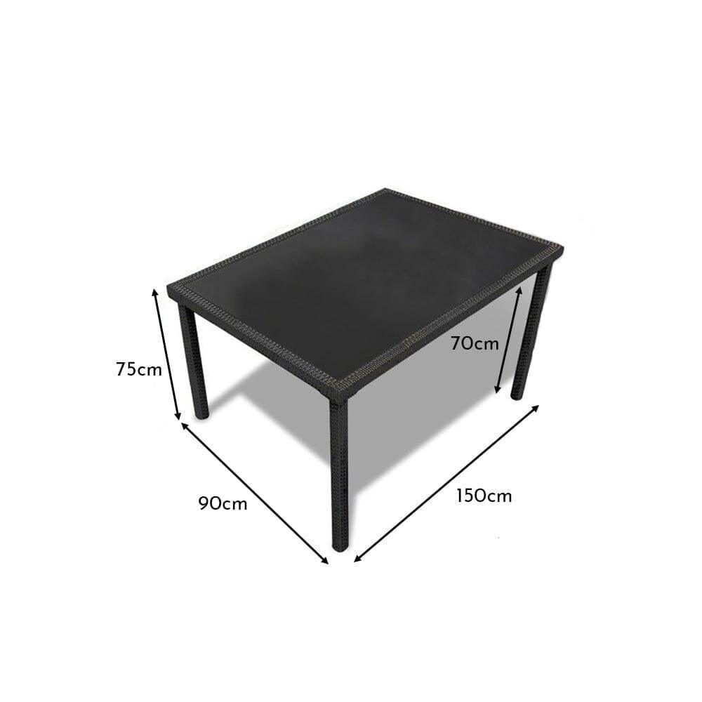 Marston 6 Seater Garden Dining Table - Black - Polywood Top