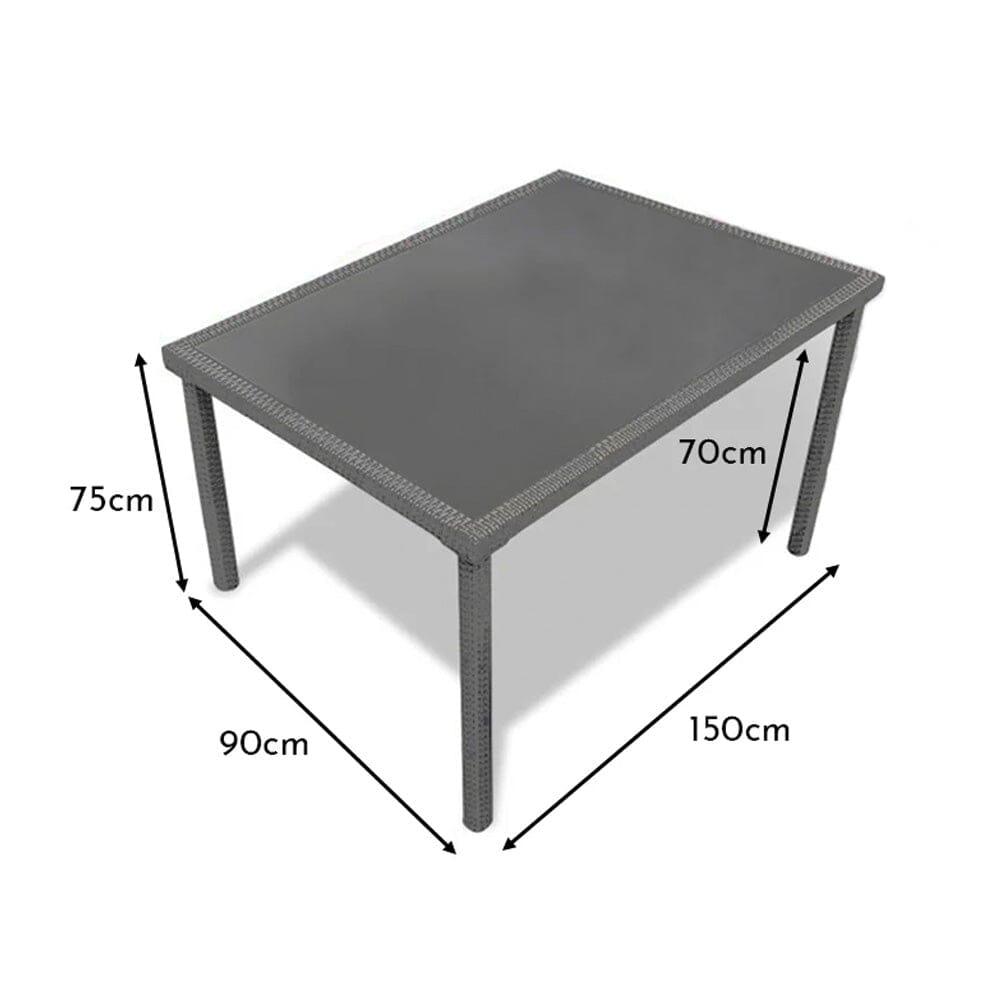 Marston 6 Seater Garden Dining Table - Grey - Polywood Top