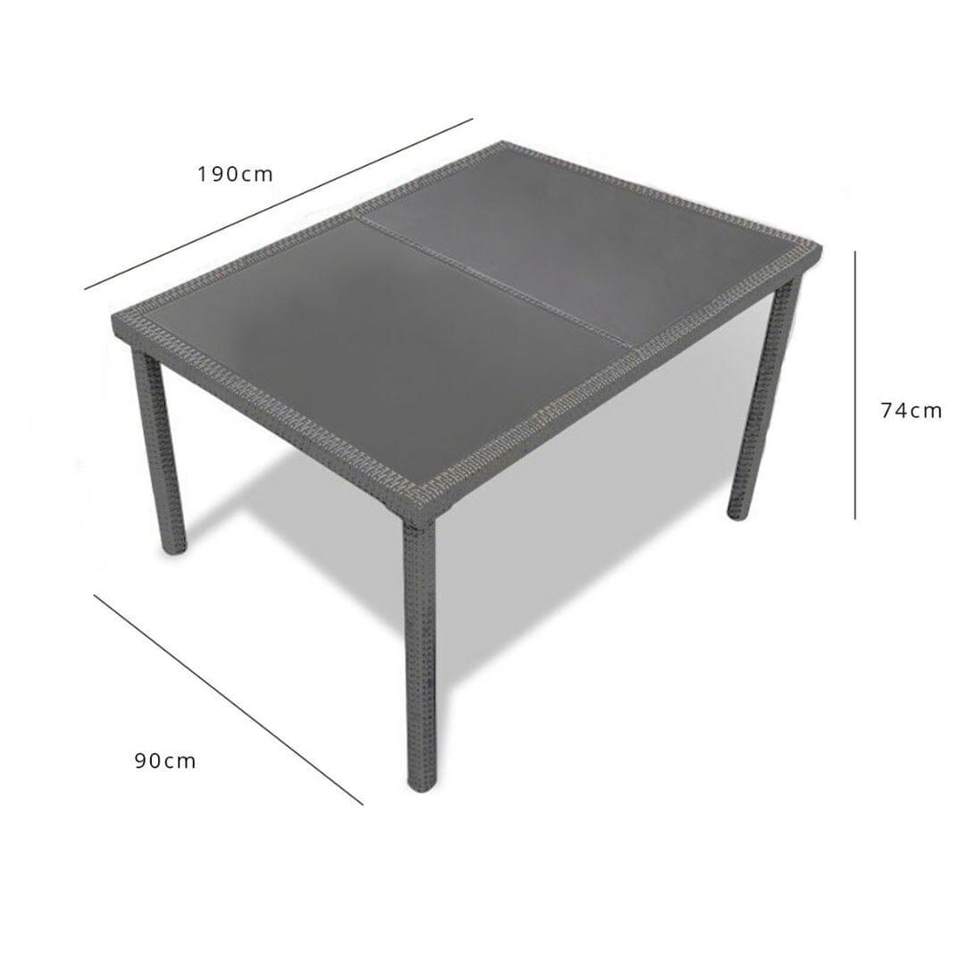 Marston 6 Seater Rectangular Garden Dining Table - Grey