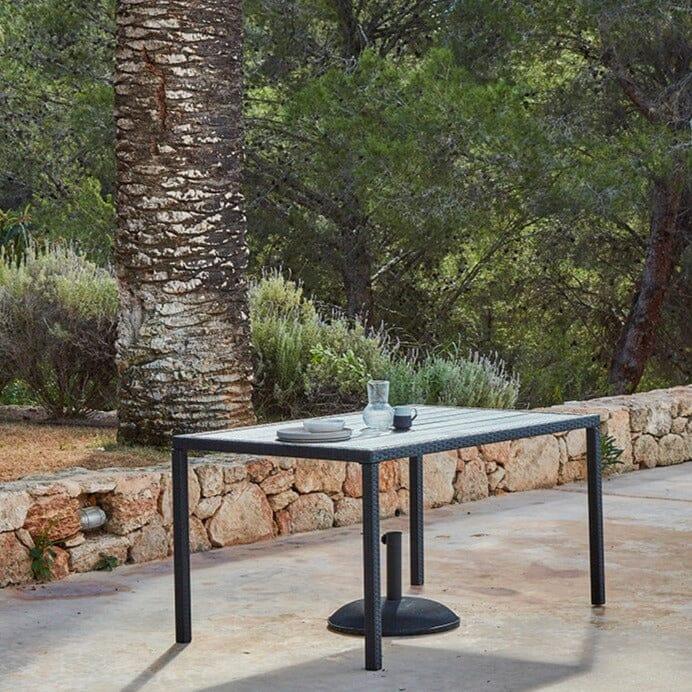 Marston 6 Seater Rattan Garden Dining Set - Black - Polywood Top