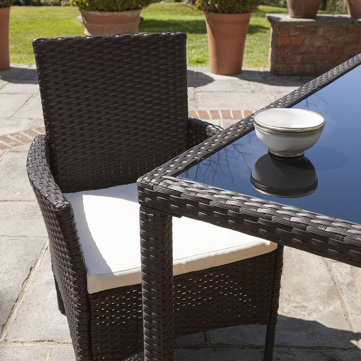 Outlet - Marston 8 Seater Rattan Garden Dining Table - Brown