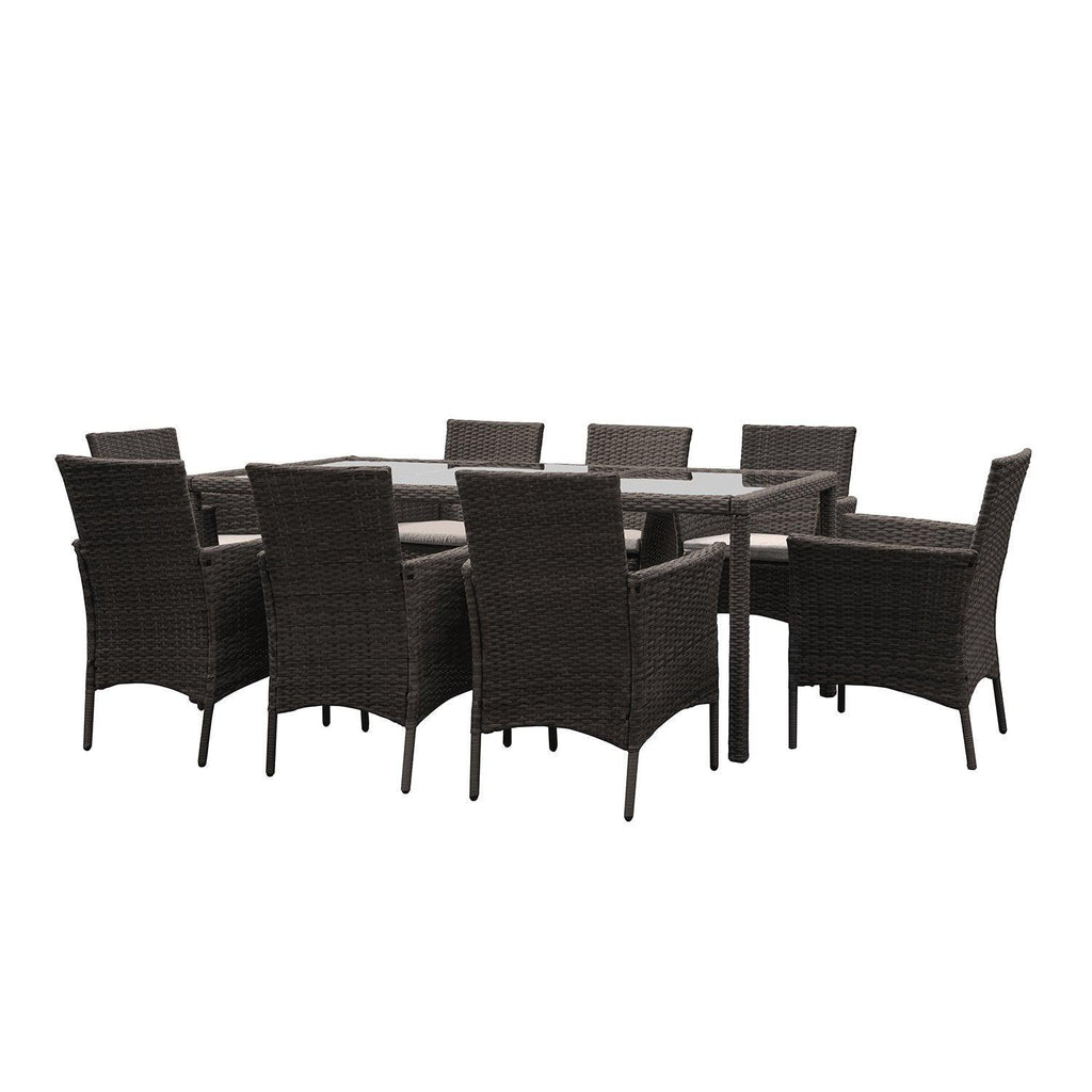Outlet - Marston 8 Seater Rattan Garden Dining Table - Brown