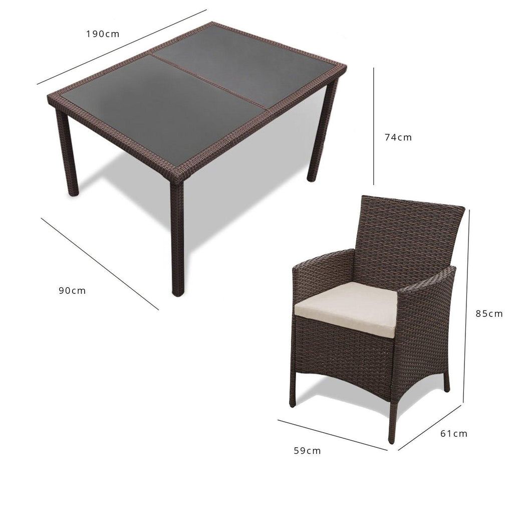 Outlet - Marston 8 Seater Rattan Garden Dining Table - Brown