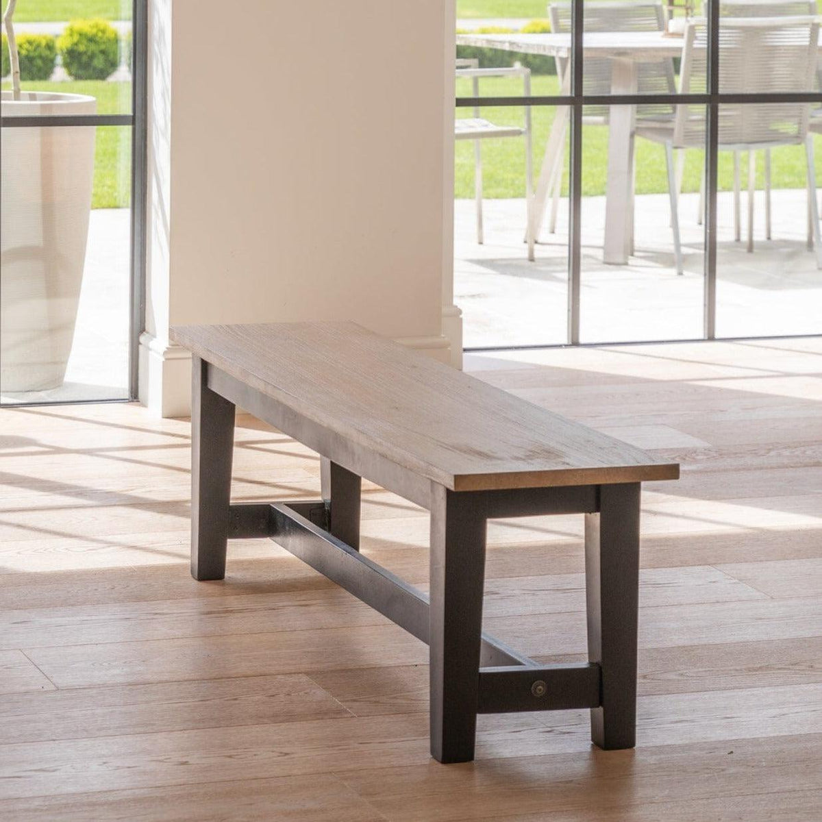 OUTLET - Matilda 3 Seater Mango Wood Dining Bench - Black Legs