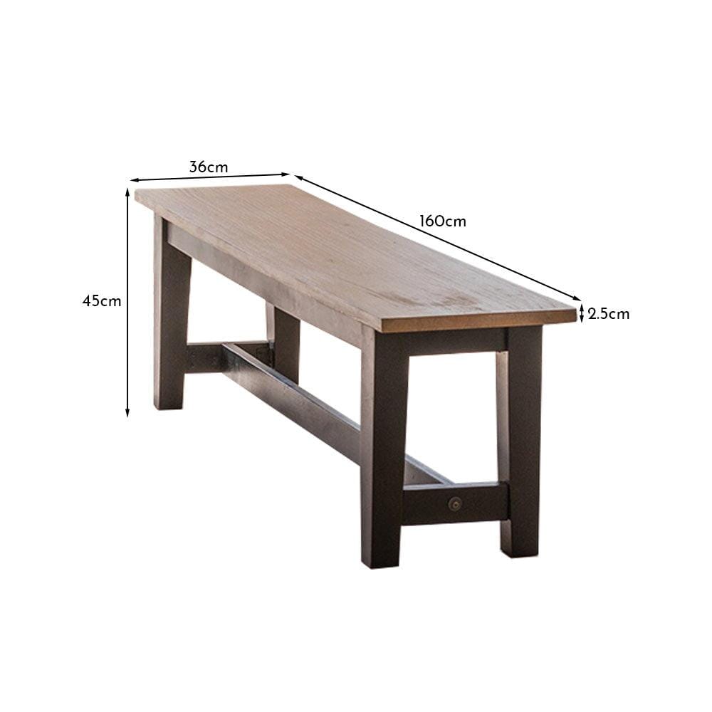OUTLET - Matilda 3 Seater Mango Wood Dining Bench - Black Legs