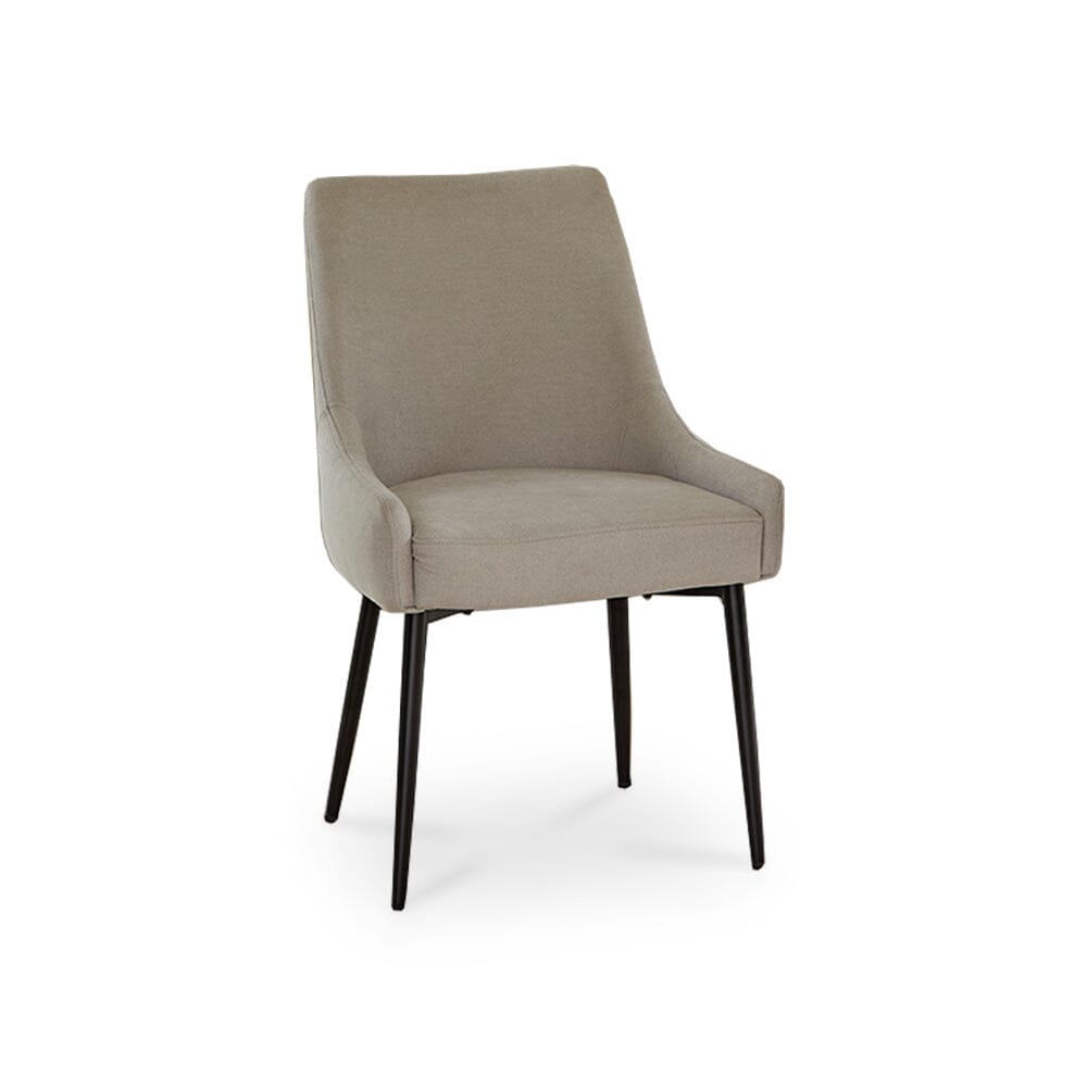 Atlas Chalked Mango Wood Dining Table Set -  6 Seater - Maeve Soft Beige Dining Chairs - Black Oak Legs