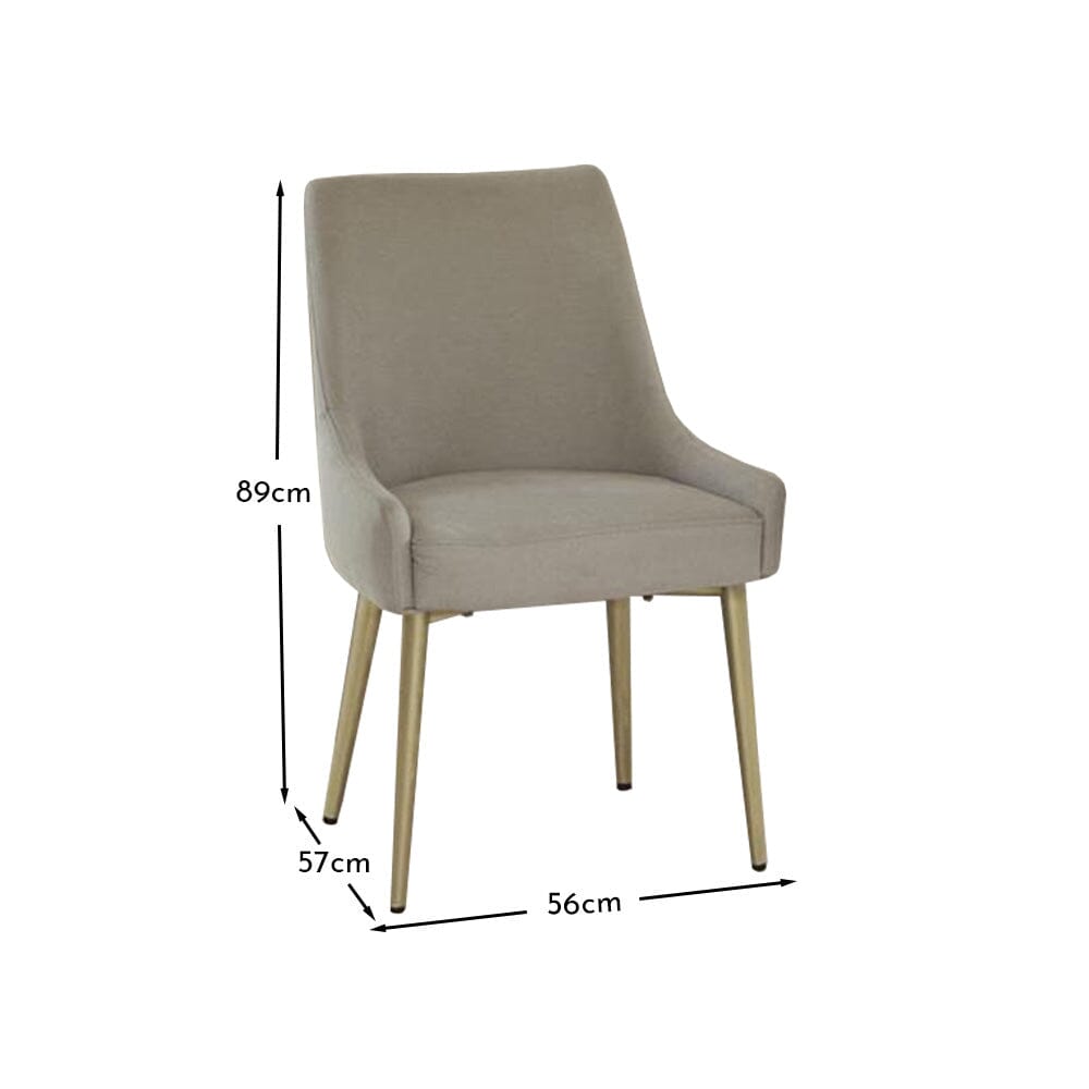 Maeve Soft Beige Dining Chairs - Set of 2 - Gold Legs
