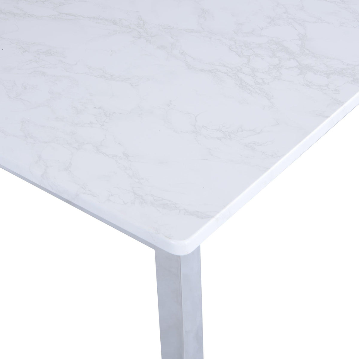OUTLET - Milo Marble Effect Dining Table - 6 Seater - Chrome Legs
