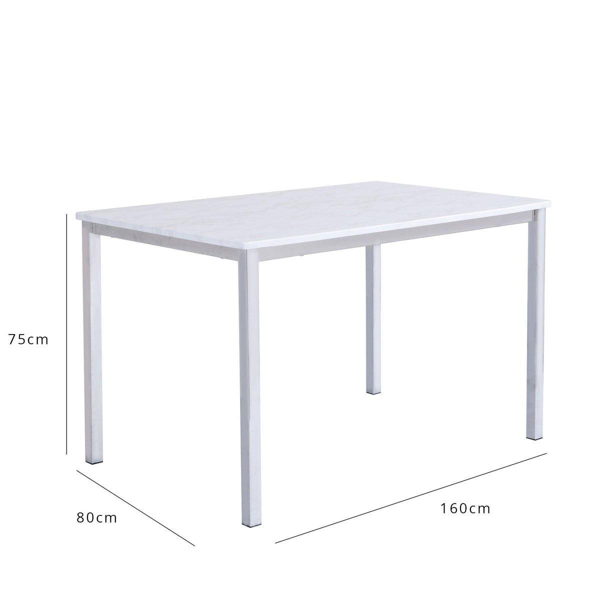 OUTLET - Milo Marble Effect Dining Table - 6 Seater - Chrome Legs