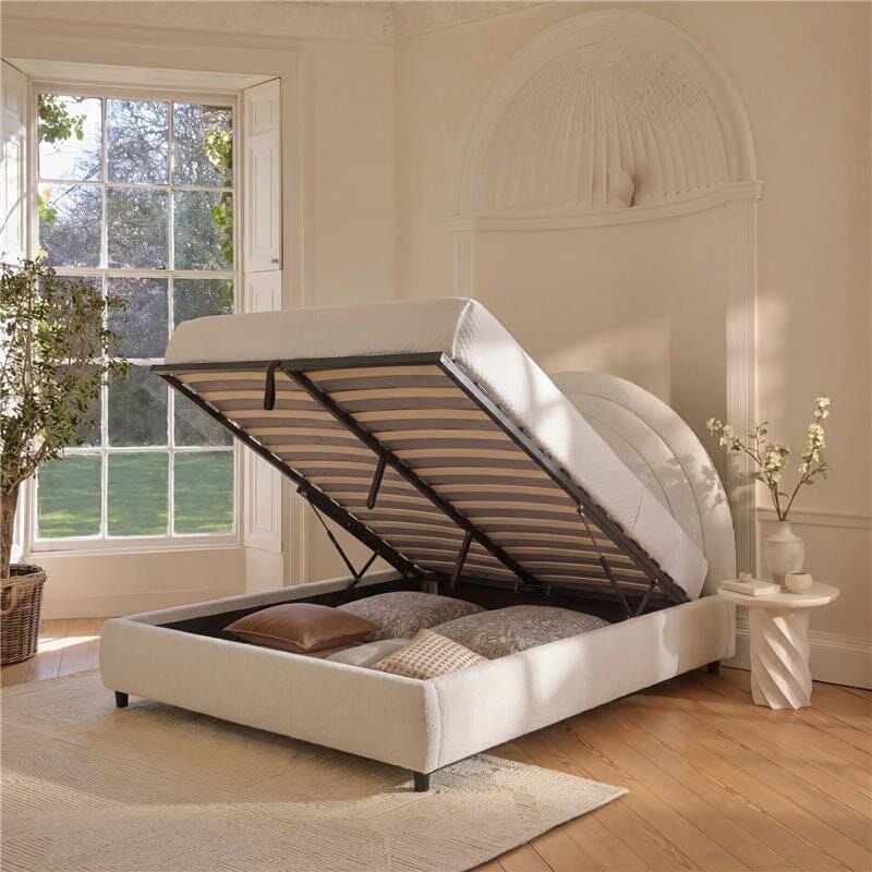 Mimi Double Ottoman Bed - Chalk White Boucle